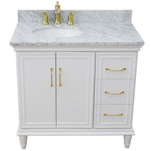 Load image into Gallery viewer, 37&quot; Single vanity in White finish with White Carrara and oval sink- Left door/Left sink - 400800-37L-WH-WMOL