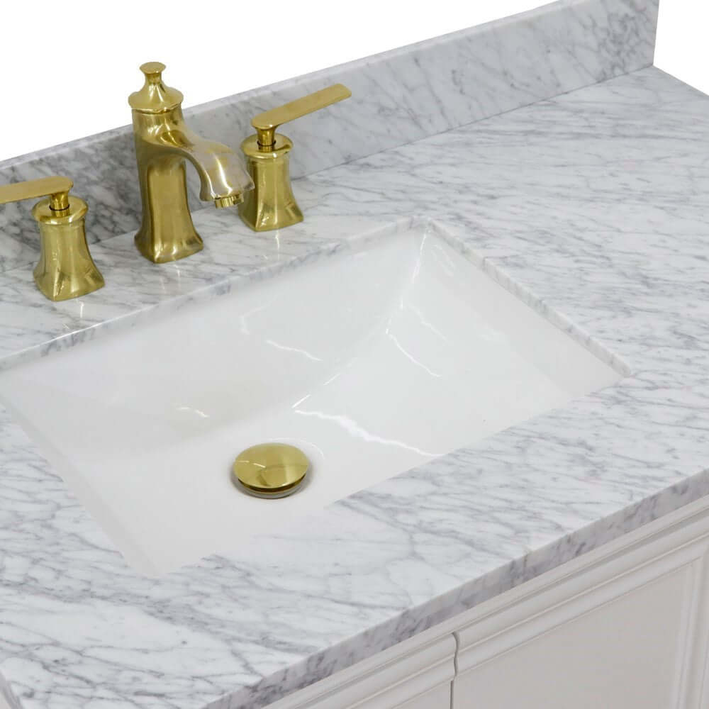 37" Single vanity in White finish with White Carrara and rectangle sink- Left door/Left sink - 400800-37L-WH-WMRL