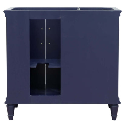 37" Single vanity in Blue finish with Black galaxy and rectangle sink- Right door/Right sink - 400800-37R-BU-BGRR