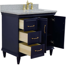 Load image into Gallery viewer, 37&quot; Single vanity in Blue finish with Gray granite and oval sink- Right door/Right sink - 400800-37R-BU-GYOR