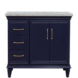 37" Single vanity in Blue finish with Gray granite and oval sink- Right door/Right sink - 400800-37R-BU-GYOR