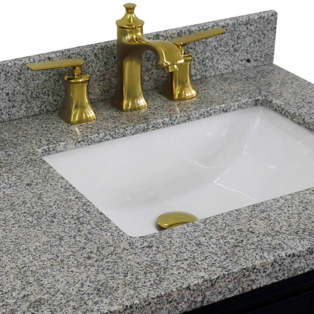 37" Single vanity in Blue finish with Gray granite and rectangle sink- Right door/Right sink - 400800-37R-BU-GYRR