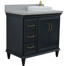 Load image into Gallery viewer, 37&quot; Single vanity in Dark Gray finish with Gray granite and round sink- Right door/Right sink - 400800-37R-DG-GYRDR