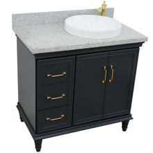 Load image into Gallery viewer, 37&quot; Single vanity in Dark Gray finish with Gray granite and round sink- Right door/Right sink - 400800-37R-DG-GYRDR