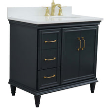 Load image into Gallery viewer, 37&quot; Single vanity in Dark Gray finish with White quartz and oval sink- Right door/Right sink - 400800-37R-DG-WEOR