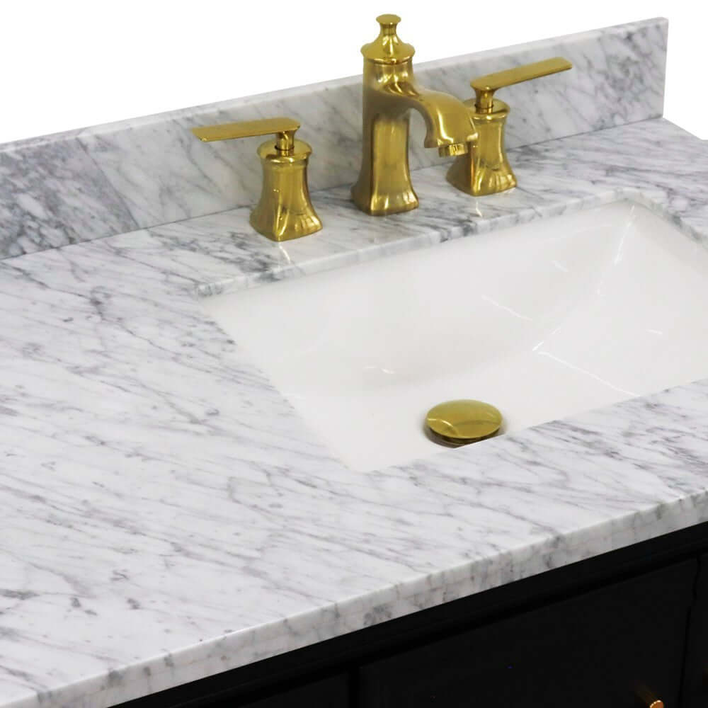 37" Single vanity in Dark Gray finish with White Carrara and rectangle sink- Right door/Right sink - 400800-37R-DG-WMRR