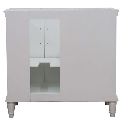 37" Single vanity in White finish with Black galaxy and oval sink- Right door/Right sink - 400800-37R-WH-BGOR