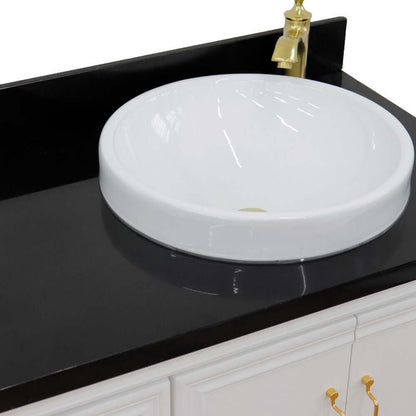 37" Single vanity in White finish with Black galaxy and round sink- Right door/Right sink - 400800-37R-WH-BGRDR