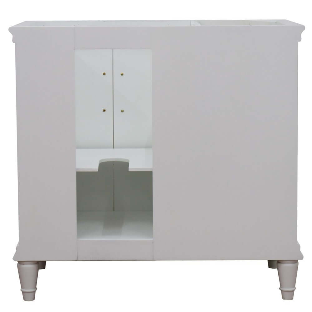 37" Single vanity in White finish with Black galaxy and rectangle sink- Right door/Right sink - 400800-37R-WH-BGRR