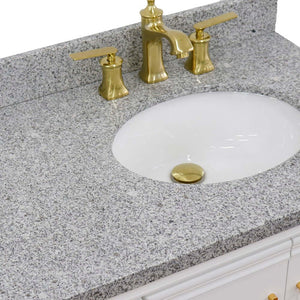 37" Single vanity in White finish with Gray granite and oval sink- Right door/Right sink - 400800-37R-WH-GYOR