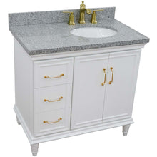 Load image into Gallery viewer, 37&quot; Single vanity in White finish with Gray granite and oval sink- Right door/Right sink - 400800-37R-WH-GYOR