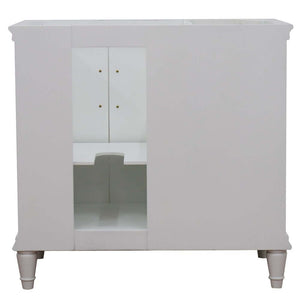 37" Single vanity in White finish with Gray granite and round sink- Right door/Right sink - 400800-37R-WH-GYRDR