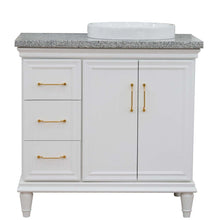 Load image into Gallery viewer, 37&quot; Single vanity in White finish with Gray granite and round sink- Right door/Right sink - 400800-37R-WH-GYRDR