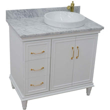 Load image into Gallery viewer, 37&quot; Single vanity in White finish with White Carrara and round sink- Right door/Right sink - 400800-37R-WH-WMRDR