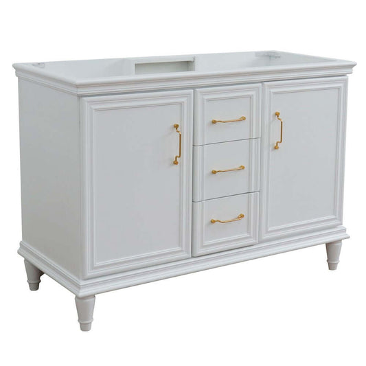 48" Double vanity in White finish- cabinet only - 400800-48D-WH