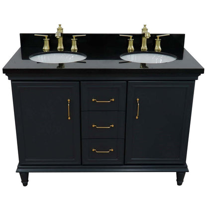 49" Double vanity in Dark Gray finish with Black galaxy and oval sink - 400800-49D-DG-BGO