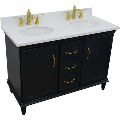 49" Double vanity in Dark Gray finish with White quartz and oval sink - 400800-49D-DG-WEO