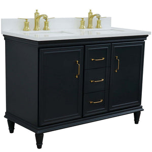 49" Double vanity in Dark Gray finish with White quartz and rectangle sink - 400800-49D-DG-WER