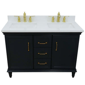 49" Double vanity in Dark Gray finish with White quartz and rectangle sink - 400800-49D-DG-WER
