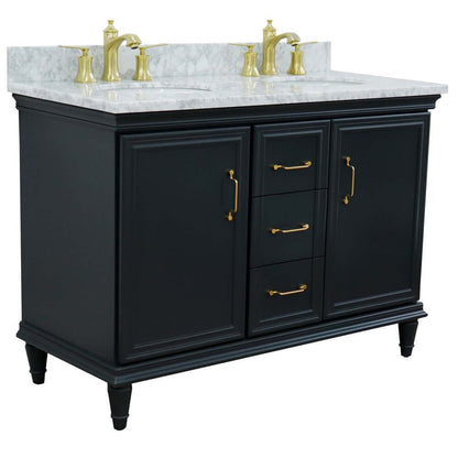 49" Double vanity in Dark Gray finish with White Carrara and oval sink - 400800-49D-DG-WMO