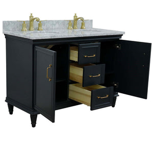 49" Double vanity in Dark Gray finish with White Carrara and oval sink - 400800-49D-DG-WMO