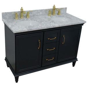 49" Double vanity in Dark Gray finish with White Carrara and oval sink - 400800-49D-DG-WMO