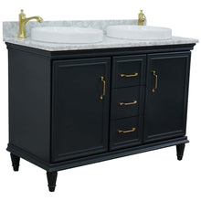 Load image into Gallery viewer, 49&quot; Double vanity in Dark Gray finish with White Carrara and round sink - 400800-49D-DG-WMRD