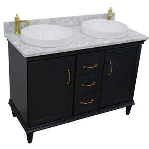 49" Double vanity in Dark Gray finish with White Carrara and round sink - 400800-49D-DG-WMRD