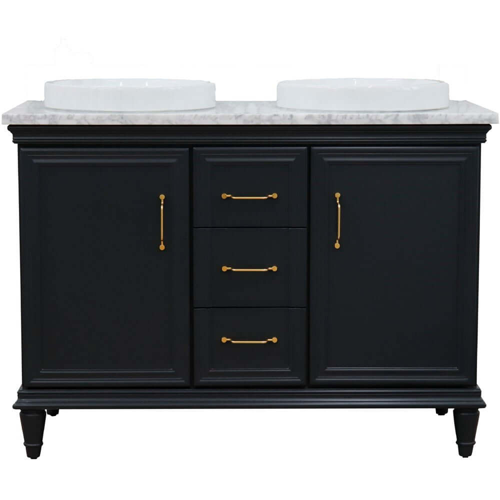 49" Double vanity in Dark Gray finish with White Carrara and round sink - 400800-49D-DG-WMRD