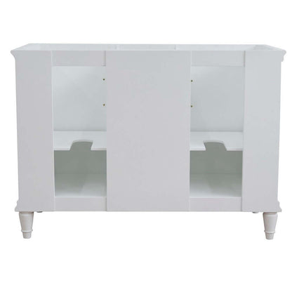 49" Double vanity in White finish with Black galaxy and round sink - 400800-49D-WH-BGRD