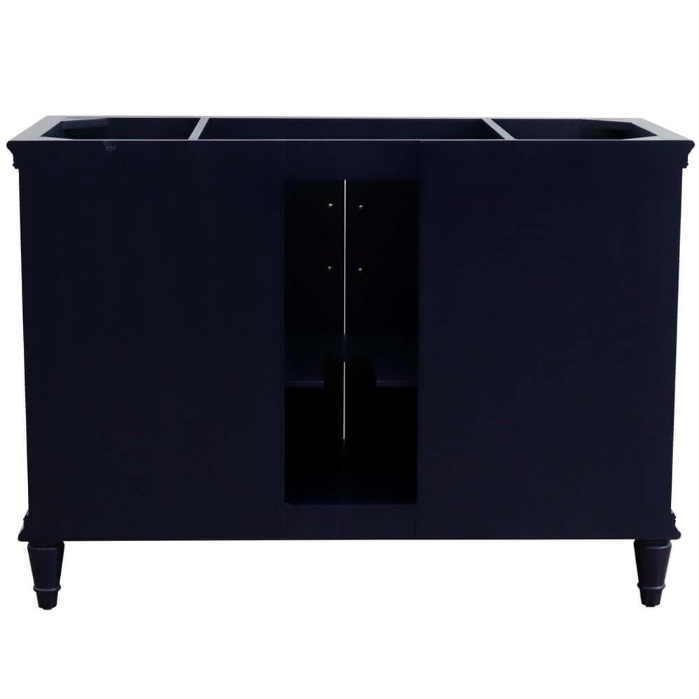 49" Single sink vanity in Blue finish with Black galaxy granite and round sink - 400800-49S-BU-BGRD