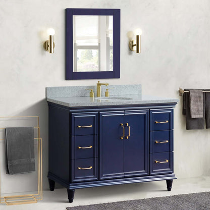 49" Single sink vanity in Blue finish with Gray granite and oval sink - 400800-49S-BU-GYO