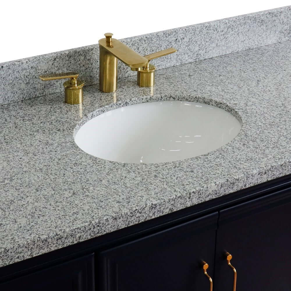 49" Single sink vanity in Blue finish with Gray granite and oval sink - 400800-49S-BU-GYO