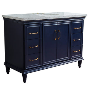 49" Single sink vanity in Blue finish with Gray granite and oval sink - 400800-49S-BU-GYO