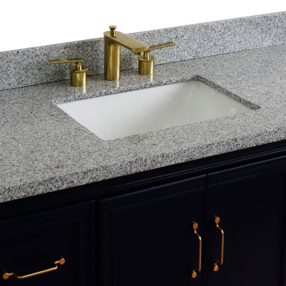 49" Single sink vanity in Blue finish with Gray granite and rectangle sink - 400800-49S-BU-GYR