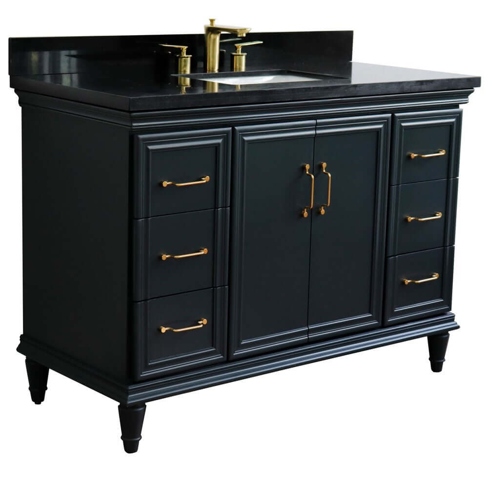 49" Single sink vanity in Dark Gray finish with Black galaxy granite and rectangle sink - 400800-49S-DG-BGR