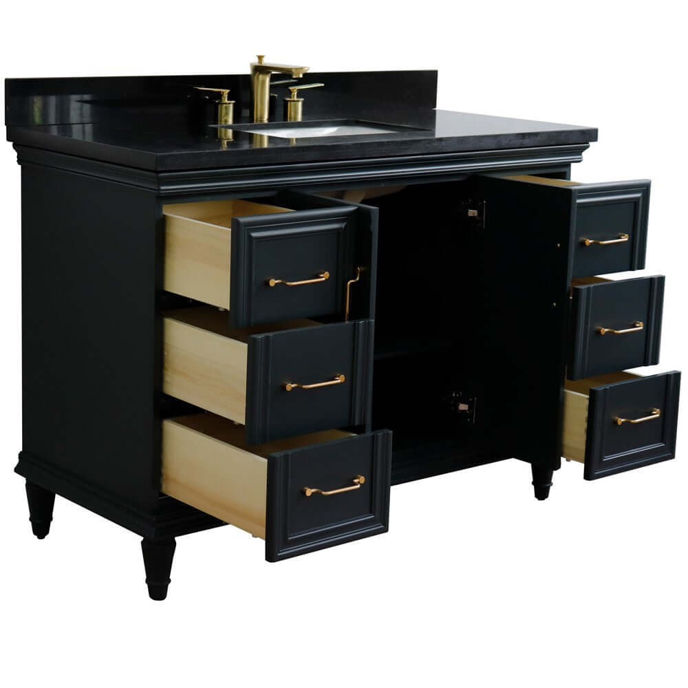 49" Single sink vanity in Dark Gray finish with Black galaxy granite and rectangle sink - 400800-49S-DG-BGR