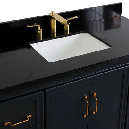 49" Single sink vanity in Dark Gray finish with Black galaxy granite and rectangle sink - 400800-49S-DG-BGR