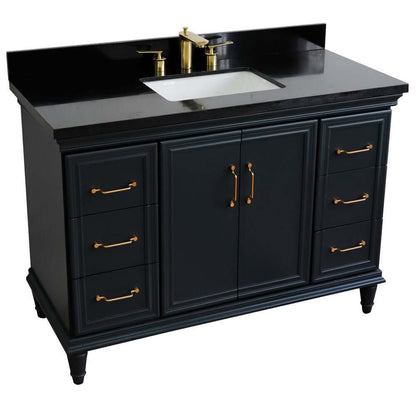 49" Single sink vanity in Dark Gray finish with Black galaxy granite and rectangle sink - 400800-49S-DG-BGR