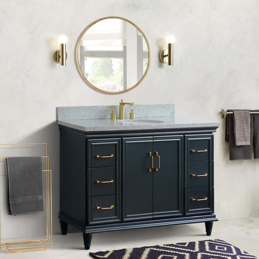 49" Single sink vanity in Dark Gray finish with Gray granite and oval sink - 400800-49S-DG-GYO