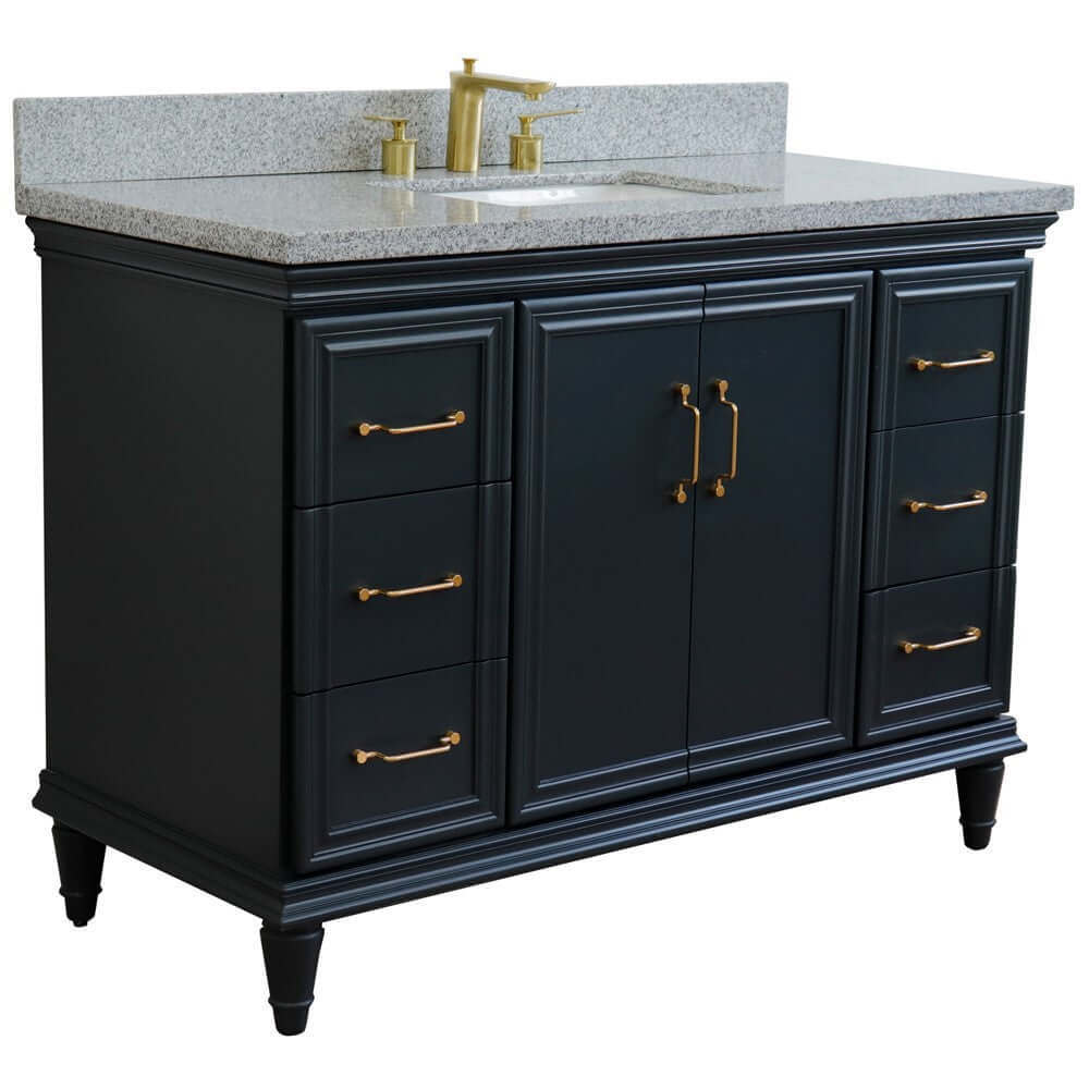 49" Single sink vanity in Dark Gray finish with Gray granite and rectangle sink - 400800-49S-DG-GYR