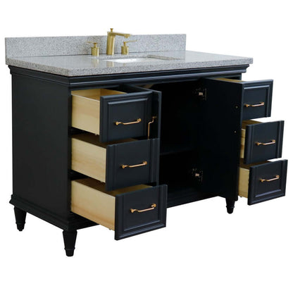 49" Single sink vanity in Dark Gray finish with Gray granite and rectangle sink - 400800-49S-DG-GYR