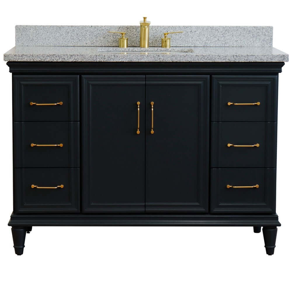 49" Single sink vanity in Dark Gray finish with Gray granite and rectangle sink - 400800-49S-DG-GYR