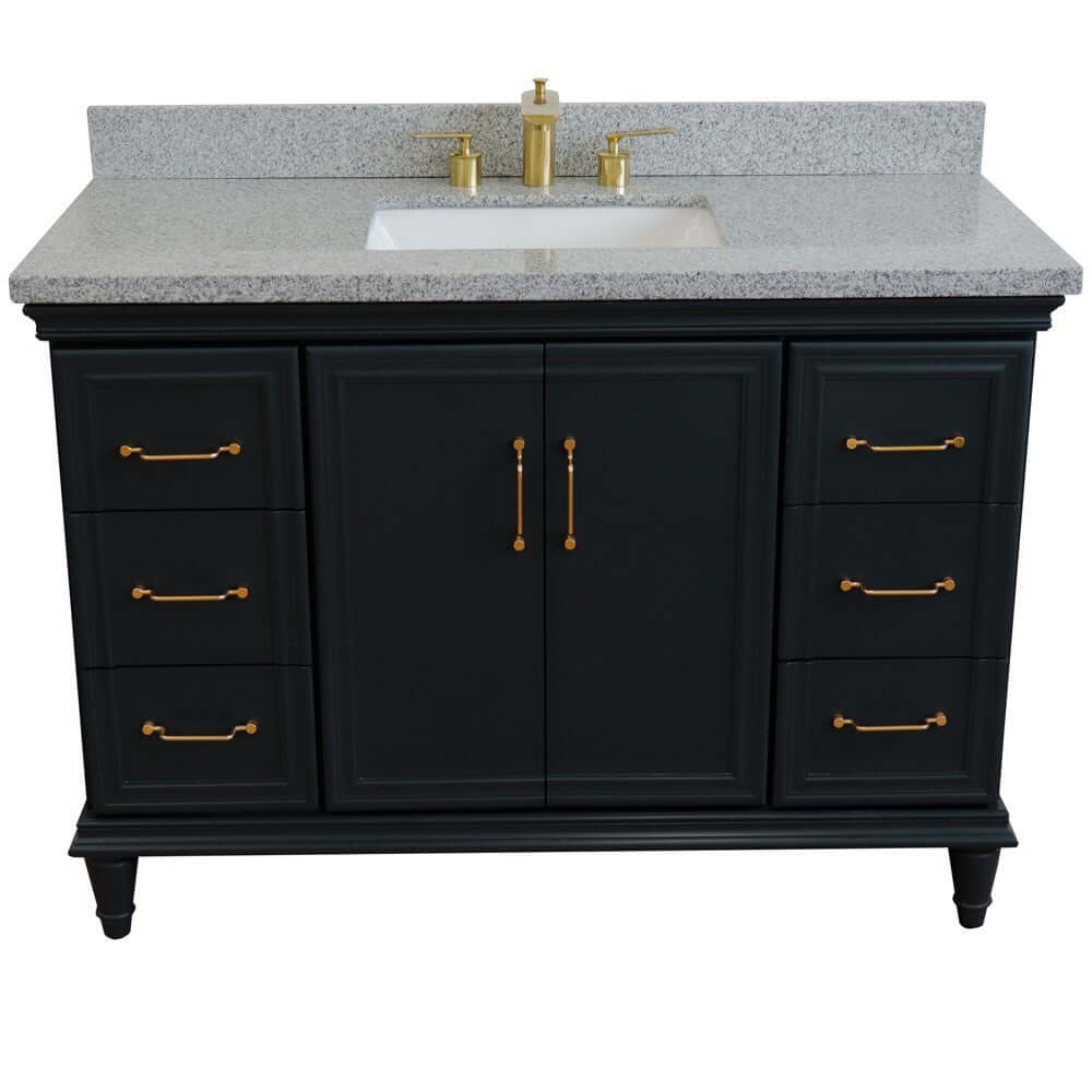 49" Single sink vanity in Dark Gray finish with Gray granite and rectangle sink - 400800-49S-DG-GYR