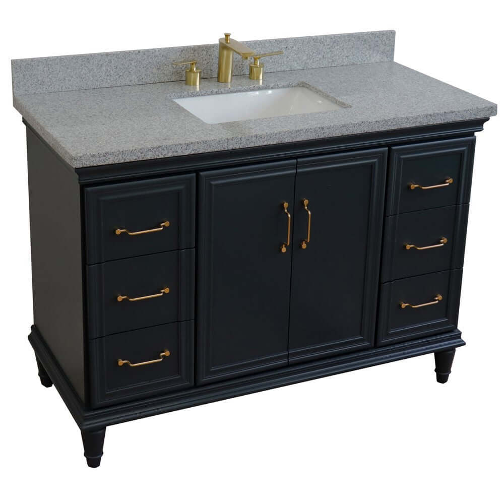 49" Single sink vanity in Dark Gray finish with Gray granite and rectangle sink - 400800-49S-DG-GYR