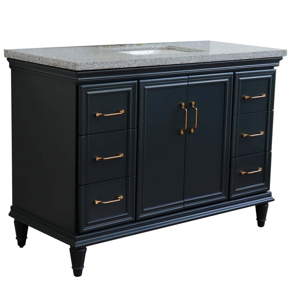 49" Single sink vanity in Dark Gray finish with Gray granite and rectangle sink - 400800-49S-DG-GYR