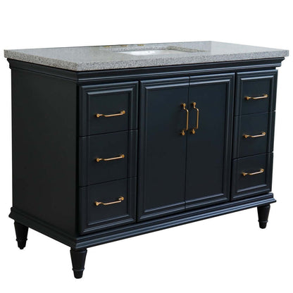 49" Single sink vanity in Dark Gray finish with Gray granite and rectangle sink - 400800-49S-DG-GYR