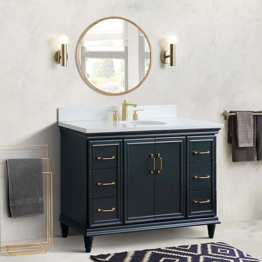 49" Single sink vanity in Dark Gray finish with White quartz and oval sink - 400800-49S-DG-WEO