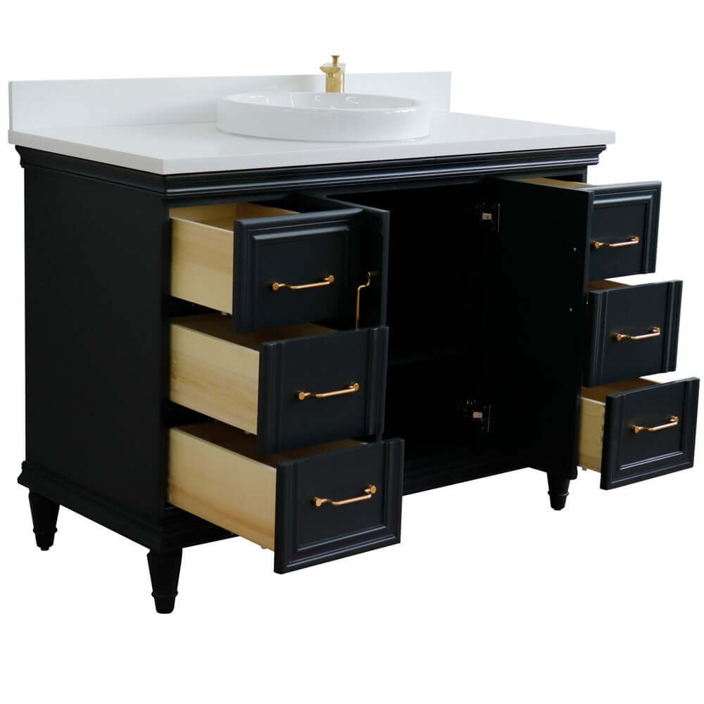 49" Single sink vanity in Dark Gray finish with White quartz and round sink - 400800-49S-DG-WERD