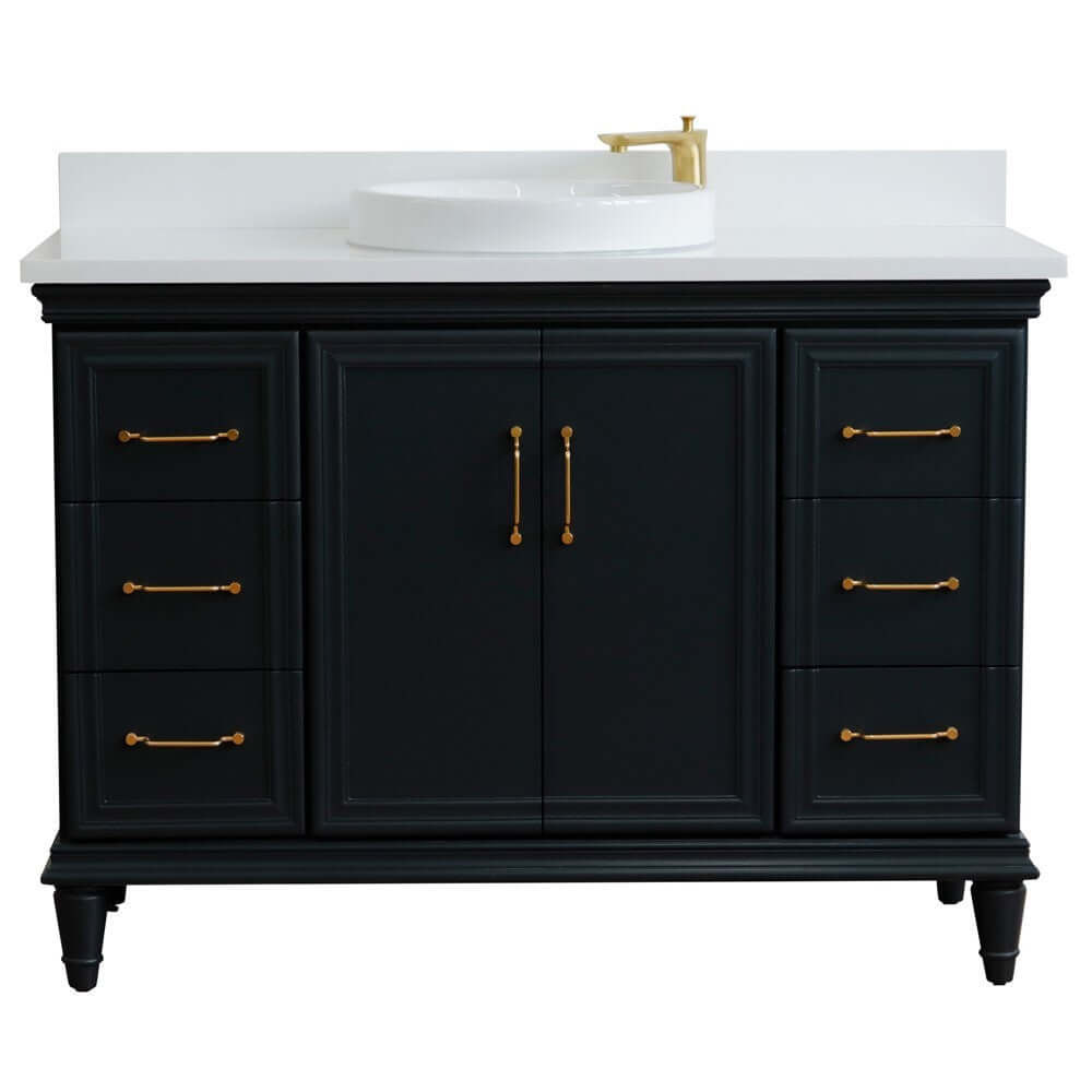 49" Single sink vanity in Dark Gray finish with White quartz and round sink - 400800-49S-DG-WERD